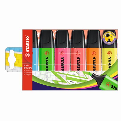 STABILO BOSS ORIGINAL Highlighter Assorted Colours (Pack 6) 70/6