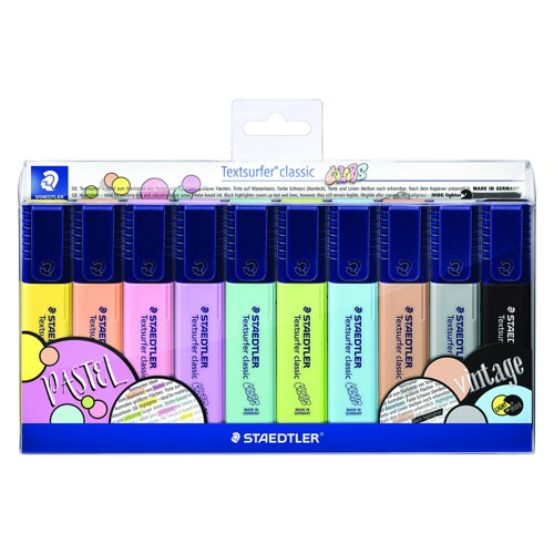STAEDTLER Textsurfer Highlighter Assorted Pastel Colours (Pack 10) 364-CWP10