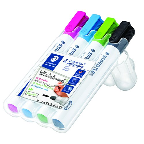 STAEDTLER Lumocolor Whiteboard Marker Bullet Tip Assorted Colours (Pack 4) 351-WP4