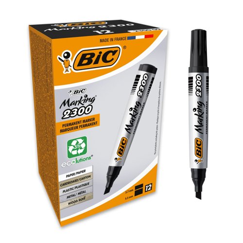 BIC Marking 2300 ECOlutions Permanent Marker Pen Chisel Tip Black 820926