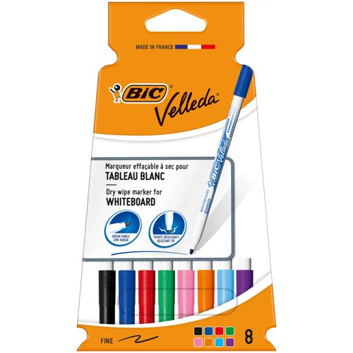 BIC Velleda Whiteboard Marker 1721 Assorted Colours (Pack 8) 505458
