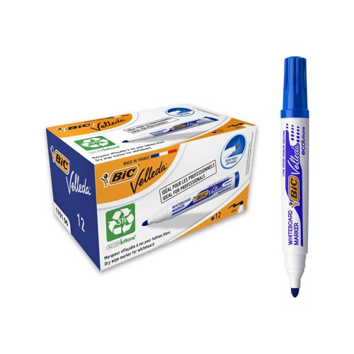 BIC Velleda 1701 ECOlutions Dry Erase Pens Bullet Tip Blue 904938