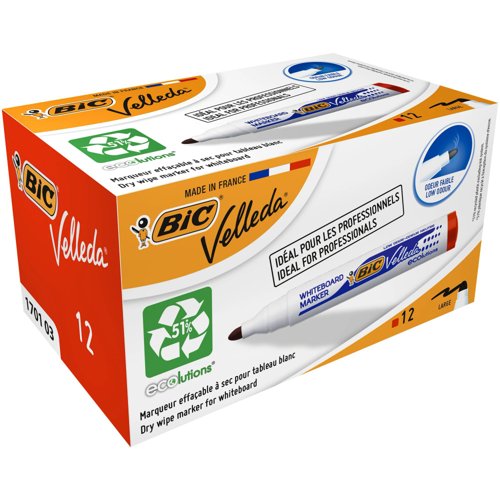 BIC Velleda 1701 ECOlutions Dry Erase Pens Bullet Tip Red 904939