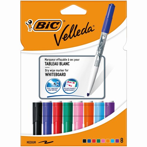 BIC Velleda 1741 Whiteboard Marker Bullet Tip Assorted Colours (Pack 8) 503844