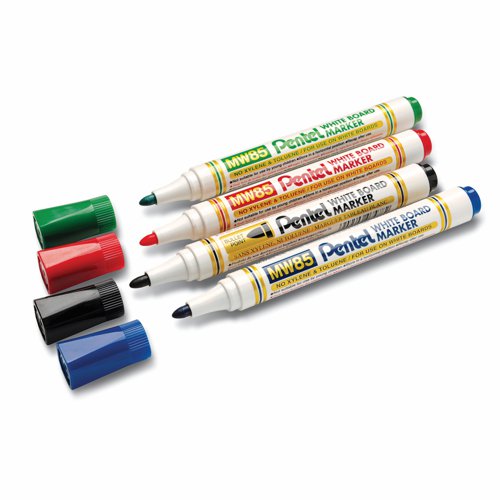 Pentel Whiteboard Marker Bullet Tip Assorted Colours (Pack 6) YMW85/6-M