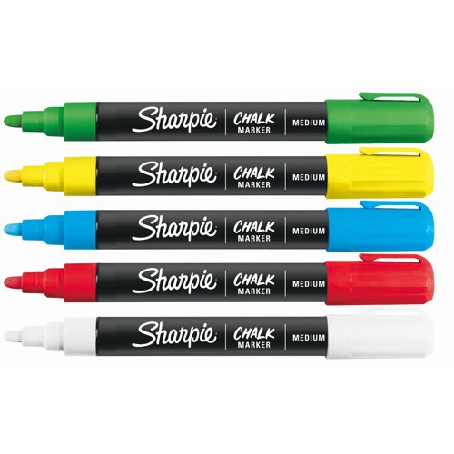 Sharpie Wet Erase Chalk Marker Pens Assorted Colours (Pack 5) 2157733