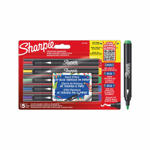 Sharpie Acrylic Creative Markers Assorted Colours (Pack 5) 2201069