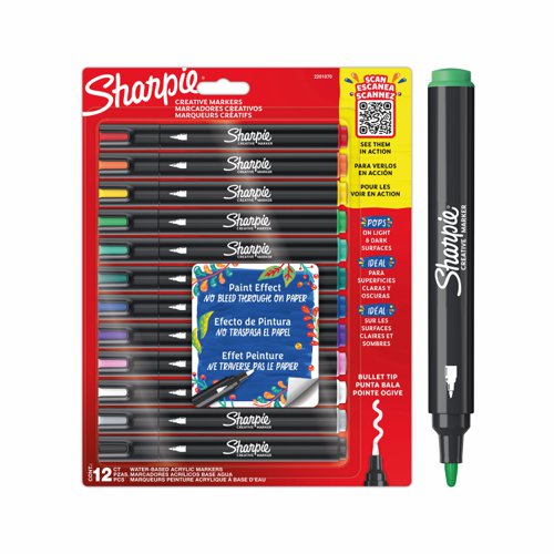 Sharpie Acrylic Creative Markers Assorted Colours (Pack 12) 2201070