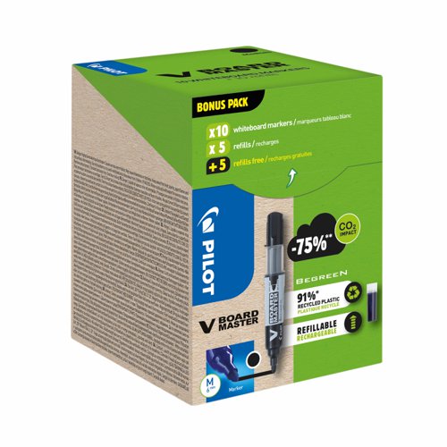 Pilot V-Board Master Whiteboard Marker Greenpack Bullet Tip Black (Pack 10) WLT556275