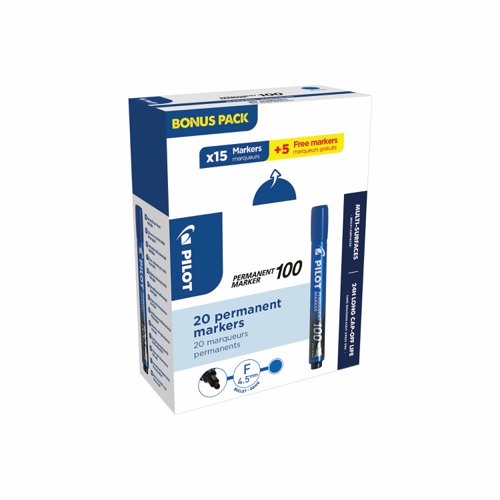 Pilot Permanent Marker 100 Bullet Tip Blue (Pack 20) 3131910501275