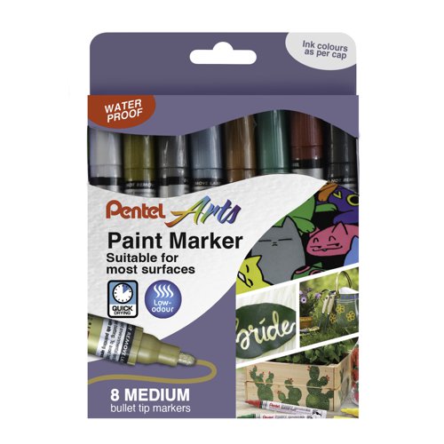 Pentel Paint Marker Bullet Tip Fine Metallic Colours (Pack 6) YMSP10/6MET-M
