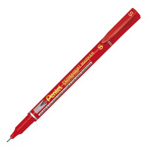 Pentel Super Fine Point Permanent Marker Red (Pack 12) NFS410-B