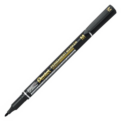 Pentel Fine Point Permanent Marker Black (Pack 12) NM470-A