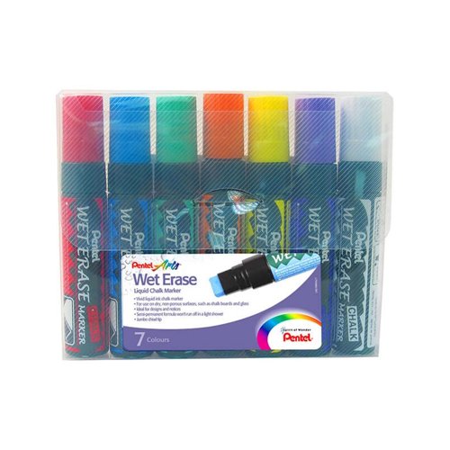 Pentel Chalk Markers Jumbo Assorted Colours (Pack 7) SMW56/7