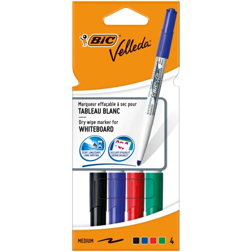 BIC Velleda 1741 Whiteboard Marker Bullet Tip Assorted Colours (Pack 4) 503842
