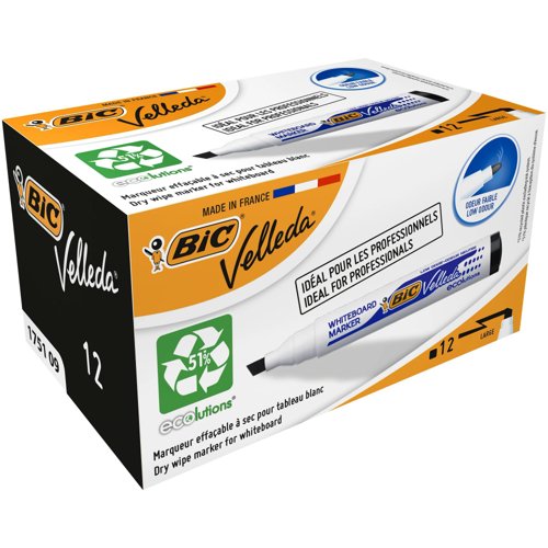 BIC Velleda 1751 ECOlutions Dry Erase Pens Chisel Tip Black 904946