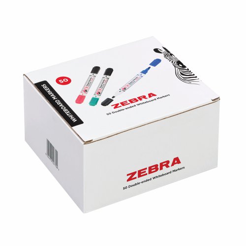 Zebra Double Ended Whiteboard Marker Assorted Colours (Pack 50) 02779