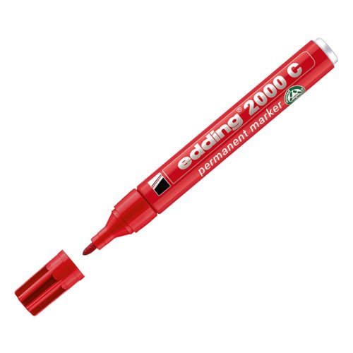 Edding 2000C Permanent Marker Bullet Tip Red (Pack 10) 4-2000C-RED