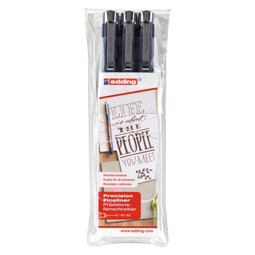 Edding Profi Technical Drawing Pen Black Assorted Sizes (Pack 3) 4-1800-3