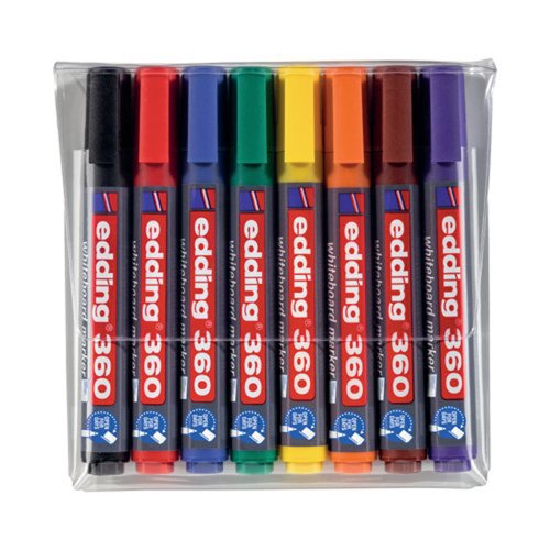 Edding 360 Drywipe Marker Assorted Colours (Pack 8) 4-360-8