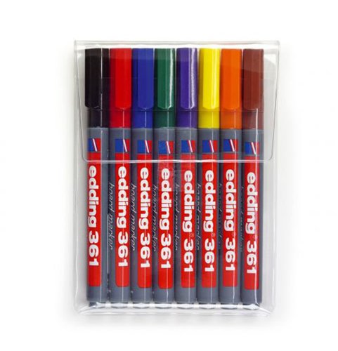 Edding 361 Drywipe Fine Marker Assorted Colours (Pack 8) 4-361-8-S2999