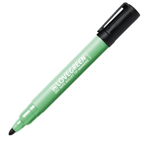 LoveGreen Recycled Drywipe Pens Black (Pack 10) LGK40-1