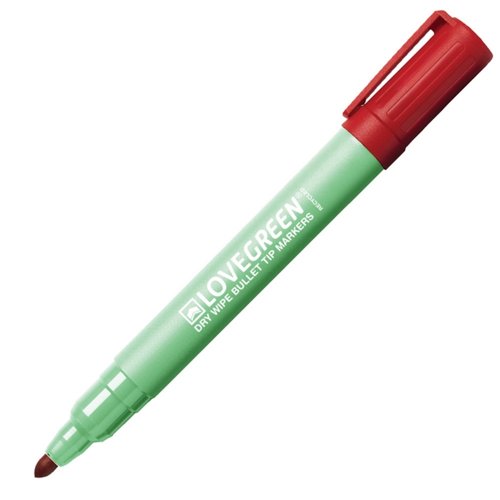 LoveGreen Recycled Drywipe Pens Red (Pack 10) LGK40-02