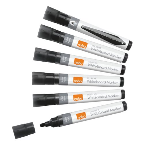 Nobo Liquid Ink Drymarker Bullet Tip Black (Pack 10) 1915377
