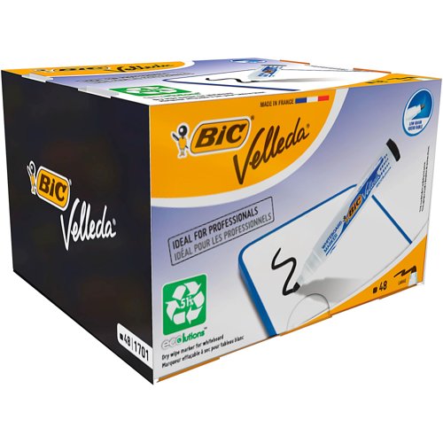 BIC Velleda 1701 ECOlutions Dry Erase Pens Bullet Tip Black (Pack 48) 927258