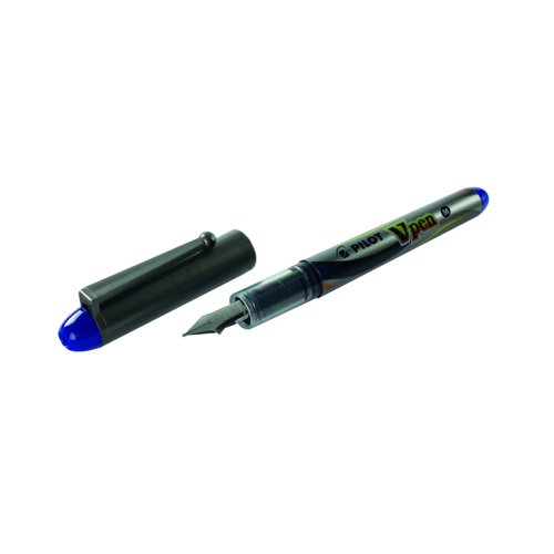 Pilot V-Pen Silver Disposable Fountain Pen 0.4mm Blue (Pack 12) 4902505281648