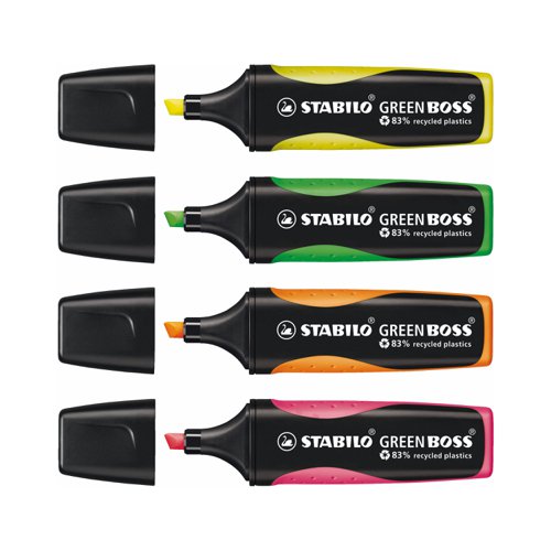 STABILO GREEN BOSS Highlighter Assorted Colours (Pack 4) 6070/4