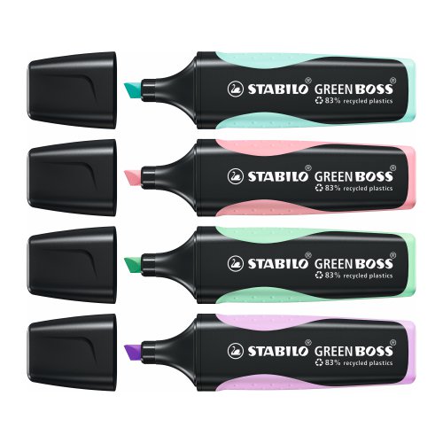 STABILO GREEN BOSS Pastel Highlighter Assorted Pastel Colours (4) 6070/4-2