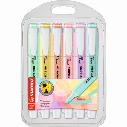 STABILO swing cool Pastel Highlighter Assorted Pastel (Pack 6) 275/6-08