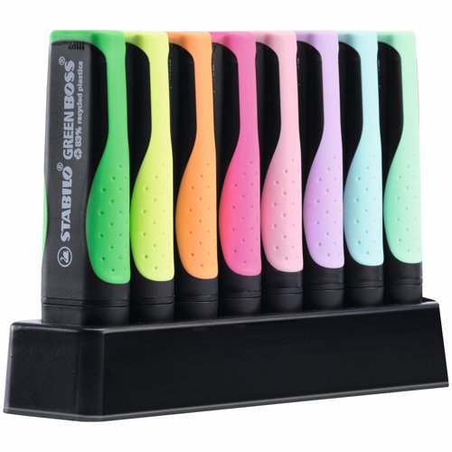 STABILO GREEN BOSS Highlighter Deskset Assorted Colours (Pack 8) 6070/08-5