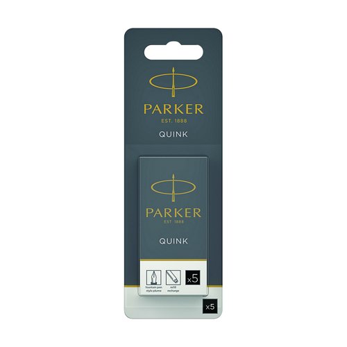 Parker Quink Ink Cartridge Permanent Black (Pack 5) 1950371
