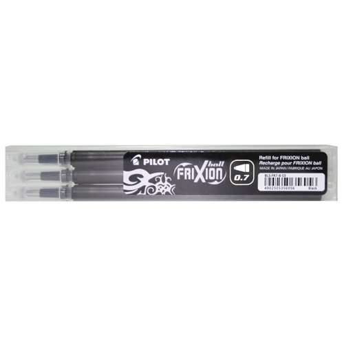 Pilot FriXion Erasable 0.7mm Refill Black (Pack 3) 075300301