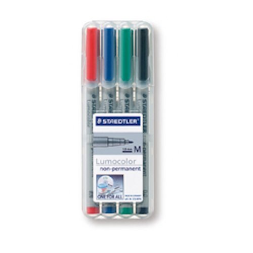 STAEDTLER Lumocolor Pen Water Soluble Medium 0.8mm Assorted Colours (Pack 4) 315WP4