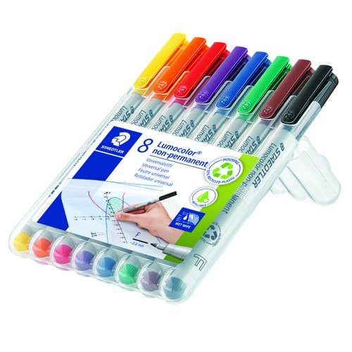 STAEDTLER Lumocolor Pen Water Soluble Fine 0.6mm Assorted Colours (Pack 8) 316WP8