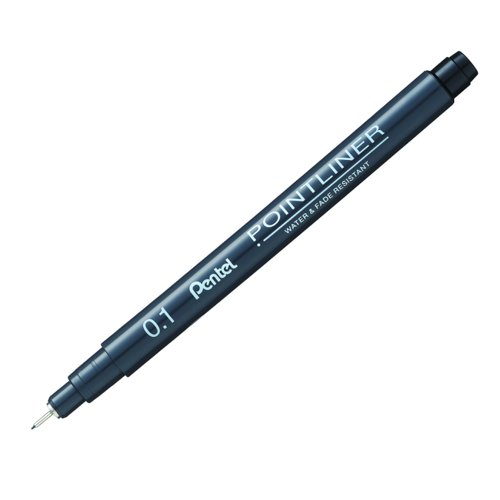 Pentel Pointliner Pigment Liner 0.1mm Black (Pack 12) S20P-1A