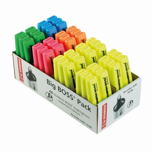 STABILO BOSS ORIGINAL Highlighter Yellow/Assorted Colours (Pack 24+24) UK/70/48-1