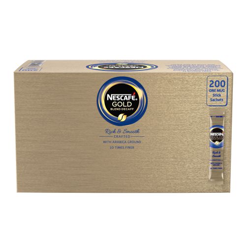 Nescafe Gold Blend Decaffeinated One Cup Sticks Coffee Sachets (Pack of 200) 12130482