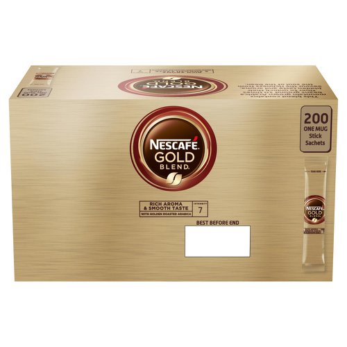 NL72757 Nescafe Gold Blend One Cup Sticks Coffee Sachets (Pack of 200) 12340523