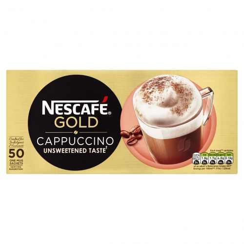 Nescafe Gold Cappuccino Unsweetened Instant Coffee Sachets (Pack 50)