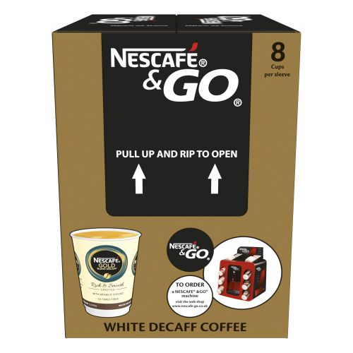 Nescafe & Go White Decaffeinated Coffee (Pack of 8) 12368080