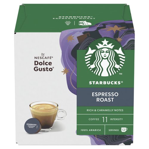STARBUCKS by Nescafe Dolce Gusto Espresso Columbia Dark Roast Coffee 12 Capsules (Pack 3)