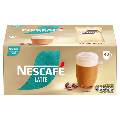 30386NE | Prepare delicious drinks for your customers or employees in moments with 40 individually portioned servings. This classic NESCAFÉ Latte drink is crafted by experts and can be prepared in your business or workplace in moments, whenever you feel like taking a break. Enjoy an expertly crafted combination of flavour and aroma in every cup of this milky latte.It All Starts With a NESCAFÉ Coffee NESCAFÉ is enjoyed in over 180 countries worldwide. With over 80 years of experience in selecting, roasting and blending the very best coffee, it's no surprise that over 5,500 cups of NESCAFÉ coffee are drunk every second! The NESCAFÉ Plan Great coffee starts at the source, which is why we've developed the NESCAFÉ Plan. We work with coffee farmers around the world, to support them in through providing higher-yielding, climate-resistant crops, protecting soil health and helping to protect the future of coffee farming for everyone. The result is high-quality coffee that comes from sources you can trust. Ready to explore the rest of our range? NESCAFÉ coffees are the helping hand you need to create memorable coffee moments in your workplace, including NESCAFÉ Latte 1kg tin, NESCAFÉ  Cappuccino Unsweetened Taste° 1kg Tin & NESCAFÉ Cappuccino Unsweetened Taste° sachets and much more. °Low sugar when prepared.