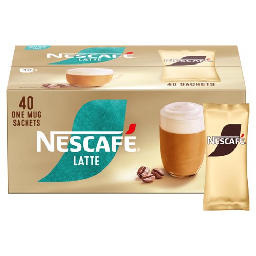 30386NE | Prepare delicious drinks for your customers or employees in moments with 40 individually portioned servings. This classic NESCAFÉ Latte drink is crafted by experts and can be prepared in your business or workplace in moments, whenever you feel like taking a break. Enjoy an expertly crafted combination of flavour and aroma in every cup of this milky latte.It All Starts With a NESCAFÉ Coffee NESCAFÉ is enjoyed in over 180 countries worldwide. With over 80 years of experience in selecting, roasting and blending the very best coffee, it's no surprise that over 5,500 cups of NESCAFÉ coffee are drunk every second! The NESCAFÉ Plan Great coffee starts at the source, which is why we've developed the NESCAFÉ Plan. We work with coffee farmers around the world, to support them in through providing higher-yielding, climate-resistant crops, protecting soil health and helping to protect the future of coffee farming for everyone. The result is high-quality coffee that comes from sources you can trust. Ready to explore the rest of our range? NESCAFÉ coffees are the helping hand you need to create memorable coffee moments in your workplace, including NESCAFÉ Latte 1kg tin, NESCAFÉ  Cappuccino Unsweetened Taste° 1kg Tin & NESCAFÉ Cappuccino Unsweetened Taste° sachets and much more. °Low sugar when prepared.