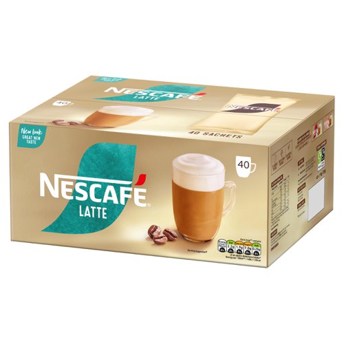 30386NE | Prepare delicious drinks for your customers or employees in moments with 40 individually portioned servings. This classic NESCAFÉ Latte drink is crafted by experts and can be prepared in your business or workplace in moments, whenever you feel like taking a break. Enjoy an expertly crafted combination of flavour and aroma in every cup of this milky latte.It All Starts With a NESCAFÉ Coffee NESCAFÉ is enjoyed in over 180 countries worldwide. With over 80 years of experience in selecting, roasting and blending the very best coffee, it's no surprise that over 5,500 cups of NESCAFÉ coffee are drunk every second! The NESCAFÉ Plan Great coffee starts at the source, which is why we've developed the NESCAFÉ Plan. We work with coffee farmers around the world, to support them in through providing higher-yielding, climate-resistant crops, protecting soil health and helping to protect the future of coffee farming for everyone. The result is high-quality coffee that comes from sources you can trust. Ready to explore the rest of our range? NESCAFÉ coffees are the helping hand you need to create memorable coffee moments in your workplace, including NESCAFÉ Latte 1kg tin, NESCAFÉ  Cappuccino Unsweetened Taste° 1kg Tin & NESCAFÉ Cappuccino Unsweetened Taste° sachets and much more. °Low sugar when prepared.