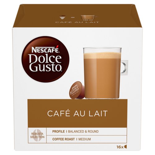 Nescafe Cafe Au Lait Capsules for Dolce Gusto Machine Ref 12235939 Pack 48 (3x16 Capsules=48 Drinks)