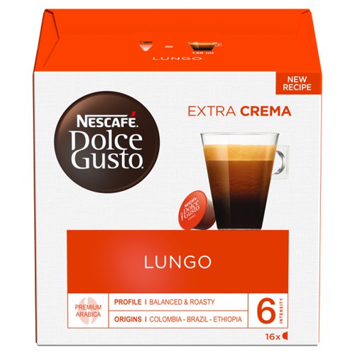 Nescafe Dolce Gusto Lungo Coffee 16 Capsules (Pack 3) - 12562075  30400NE